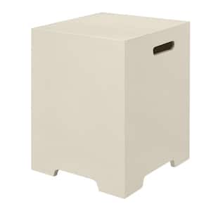20 in. White Square Concrete Outdoor Propane Tank Cover, Outdoor Side Table