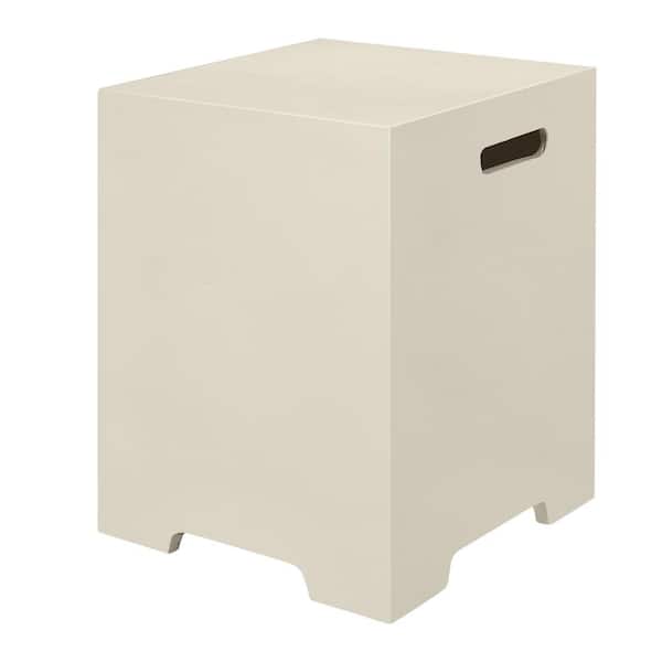 UPHA 20 in. White Square Concrete Outdoor Propane Tank Cover, Outdoor Side Table