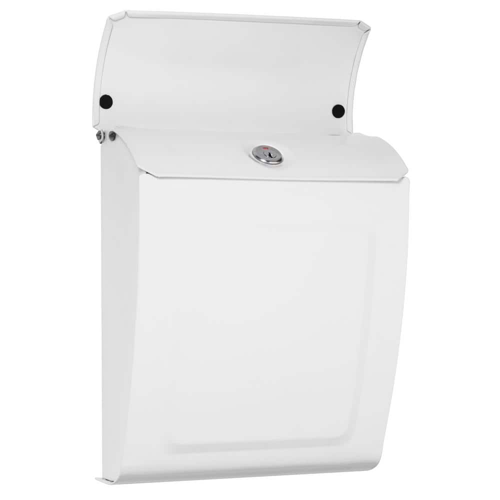 Aspen White Small Steel Lockable Wall Mounted Mailbox