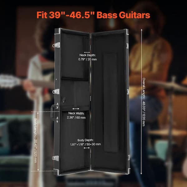 SKYSHALO Bass Guitar Hard Case, 48.03 in. Rectangular Guitar