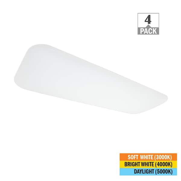 48 in. x 18 in. Classic White LED Flush Mount Closet Light 5800 Lumens 65-Watt Adjustable CCT Kitchen Light (4-Pack)