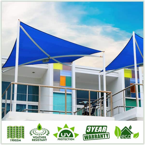 COLOURTREE 8 ft. x 16 ft. 190 GSM Blue Rectangle Sun Shade Sail