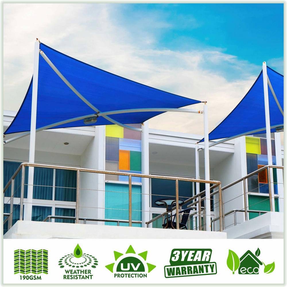 Blue 12' x 20' HDPE Rectangle Sun Shade Sail Canopy