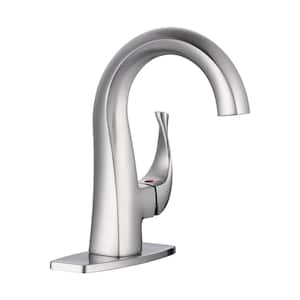 Single Handle Bathroom Faucet with Deckplate Included in Brushed Nickel