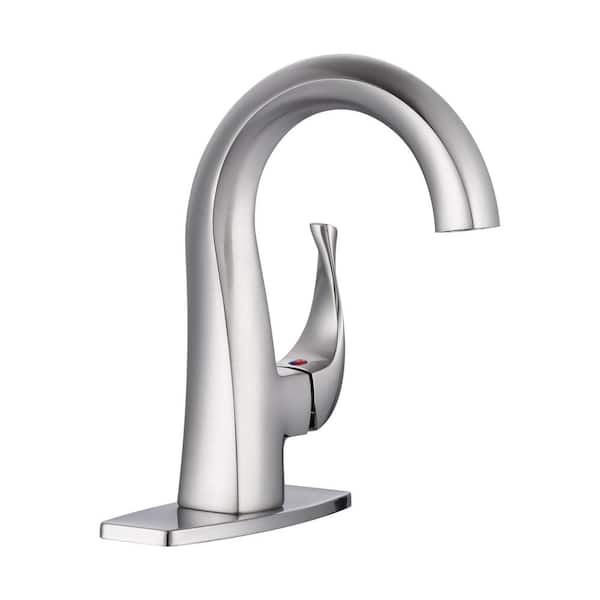 AVITAS Single Handle Bathroom Faucet with Deckplate Included in Brushed Nickel
