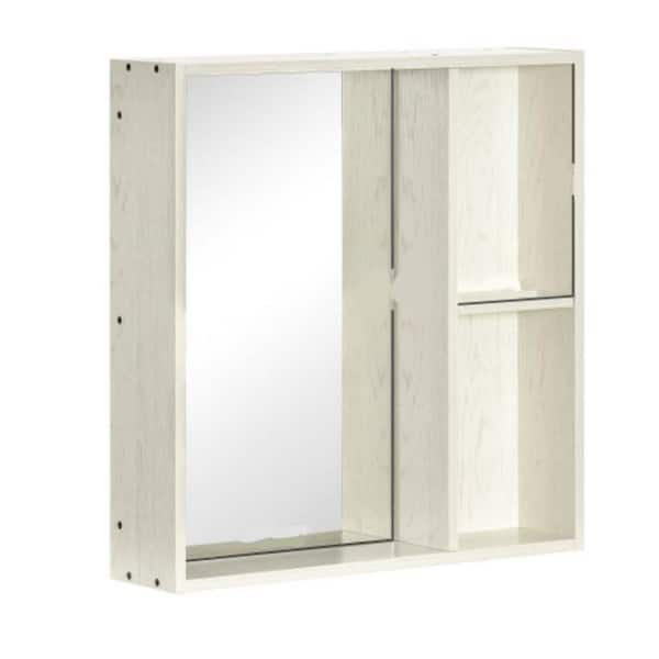24.75 in. W x 6 in. D x 25.5 in. H Rectangular MDF Bathroom Storage Wall Cabinet with Mirror, Storage Shelf in White