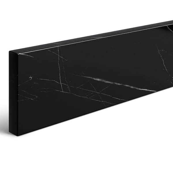 Sima 24 in. W Marble Vanity Backsplash for Countertop Threshold for Shower Curb Window Sill Door Transitions in Black