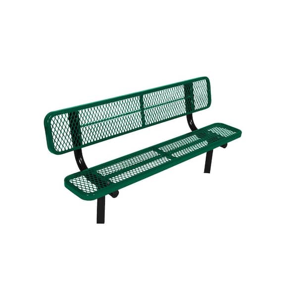 6 ft. Bench with Back, Inground, Diamond, Green