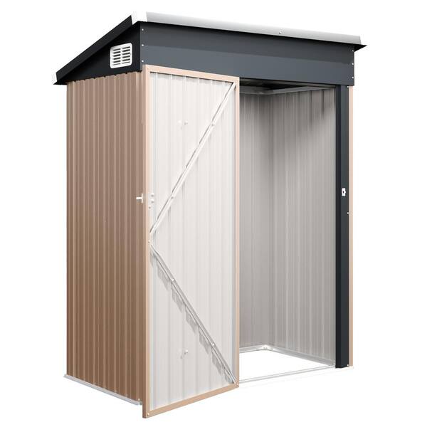 Sizzim 5 ft. W x 3 ft. D Gray Metal Storage Shed with Lockable Door and Vents for Tools, Garden and Bike (11.3 sq. ft.)