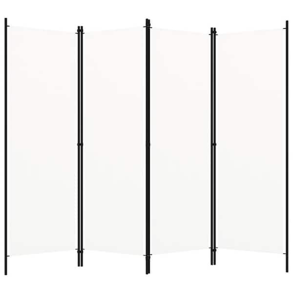 70.9 in. White and Black 4-Panel Folding Screen Room Divider