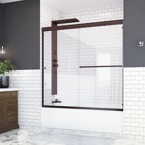 Distinctive 60 in. W x 58.5 in. H Semi-Frameless Sliding Tub Door in Oil Rubbed Bronze