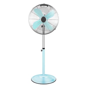Oscillating 16 in. 3 fan speeds Standing Pedistal Fan in Green with High Velocity, Adjustable Height, Low Noise