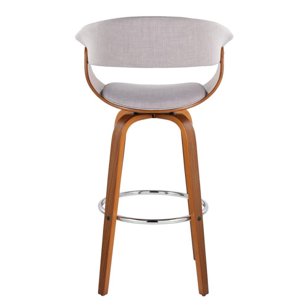 Vintage Walnut and Chrome Swivel Barstool Set
