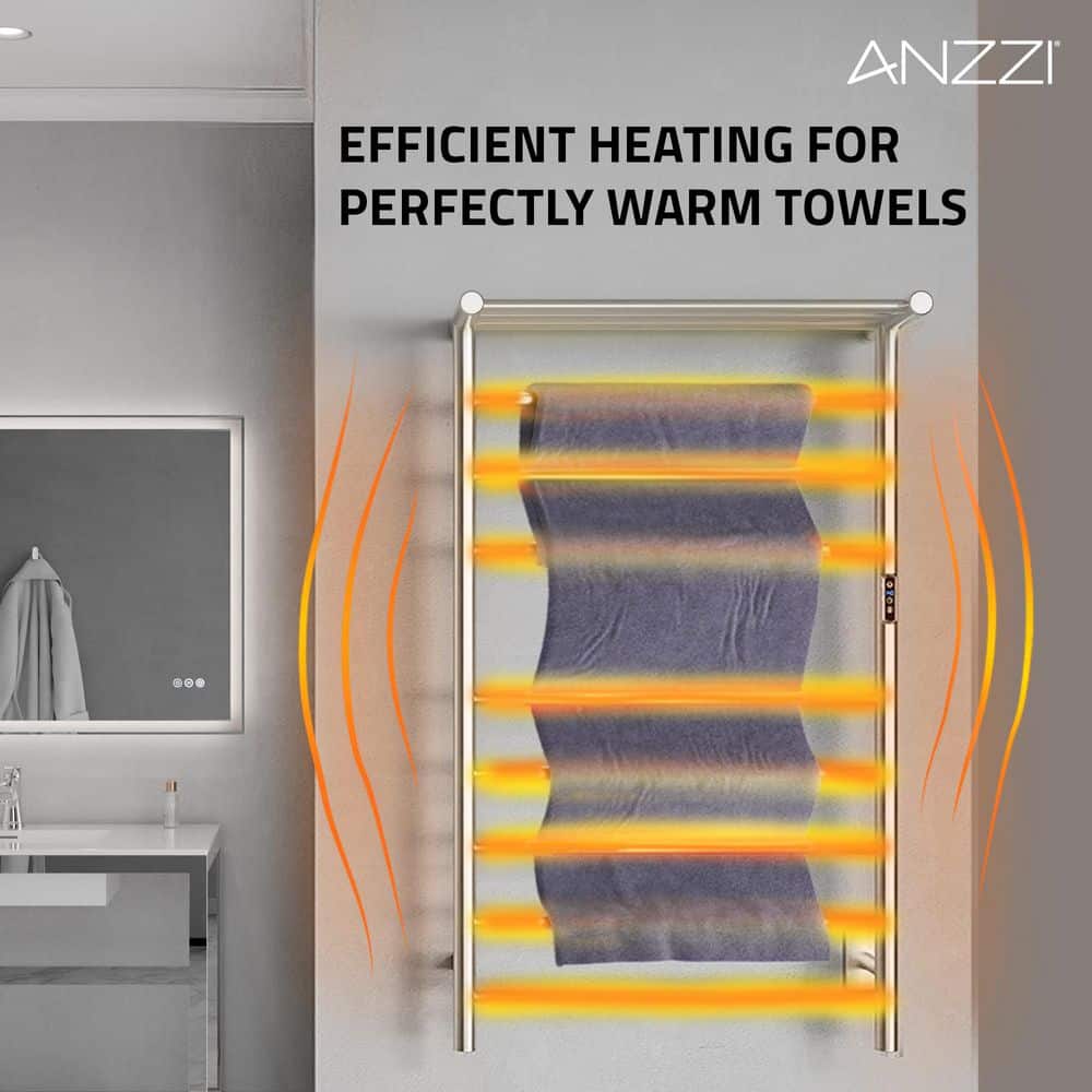 Brushed Nickel 8-Bar Wall Mounted Electric Towel Warmer