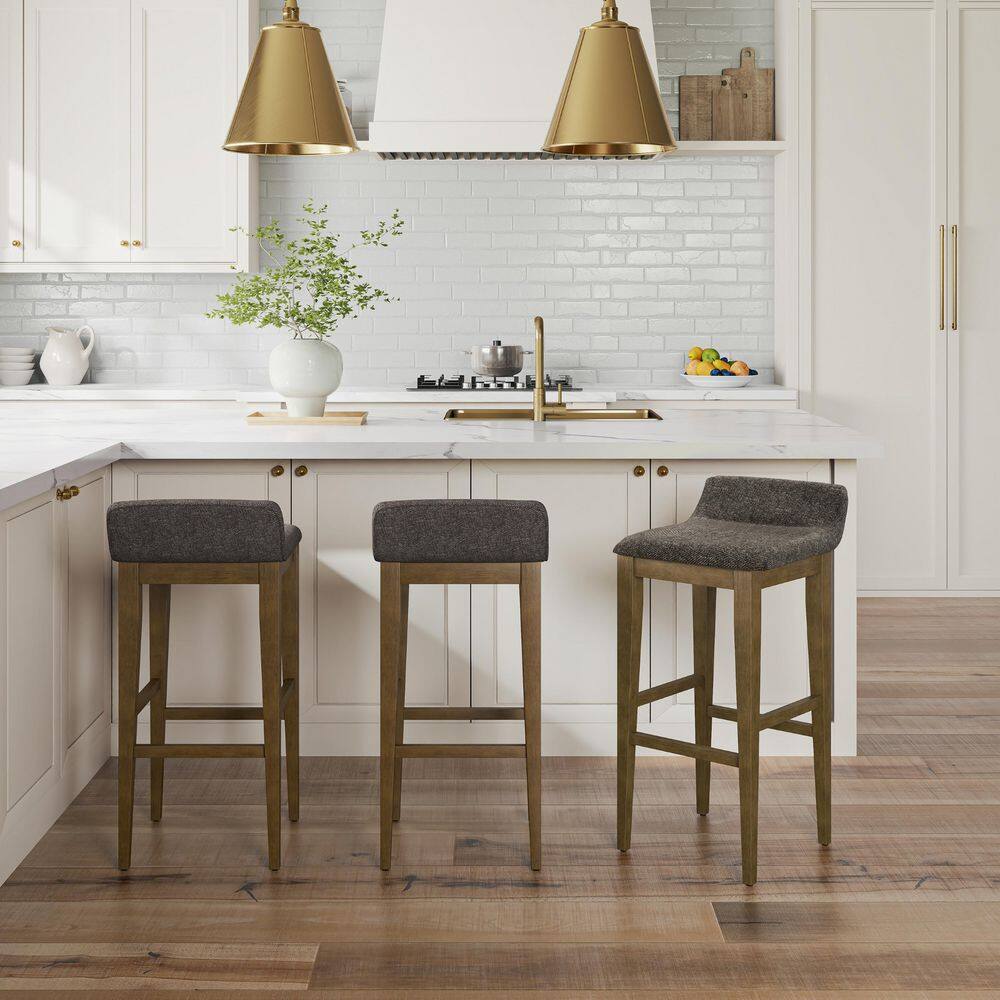 Renmark Brushed Gray Adjustable Wood Counter Stool
