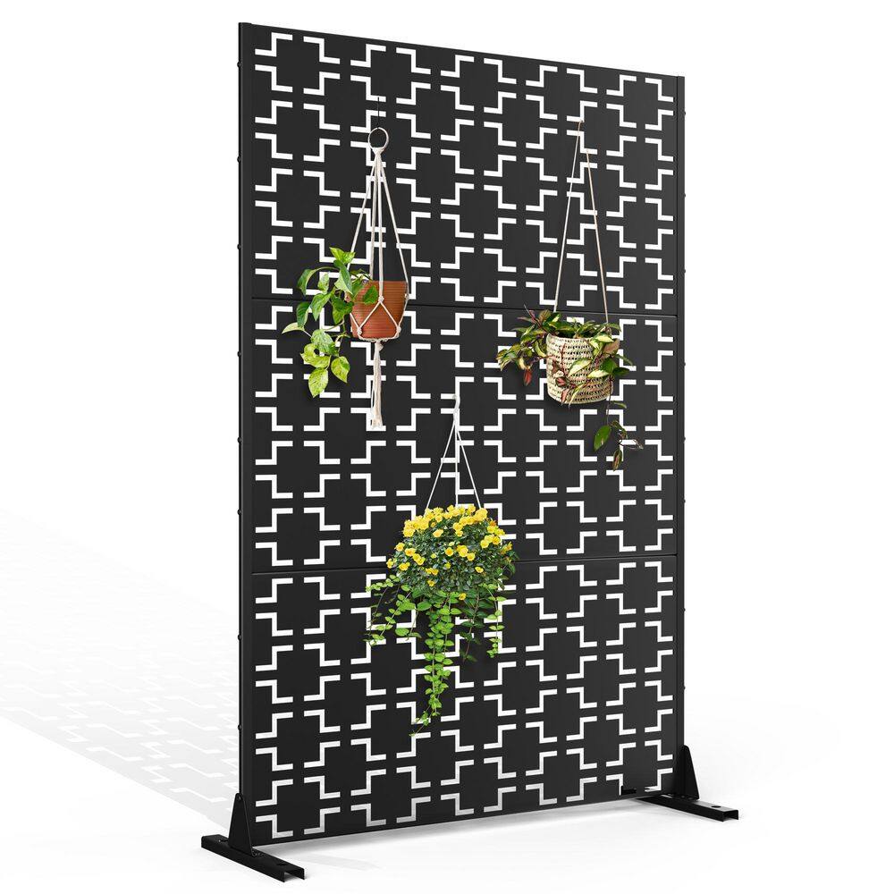 "72"" Hx47"" W Metal Privacy Screen for Deck Patio Balcony Garden, Freestanding Decorative Privacy Screen & Panels, Black" price history on PriceWatchPro