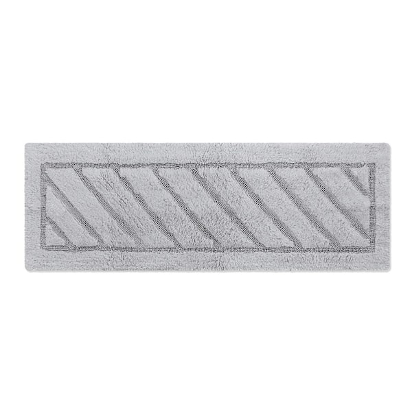 Ottomanson Ruby Collection 20 in. x 59 in. Heavyweight Hand Tufted Cotton Bath Rug Mat in Gray