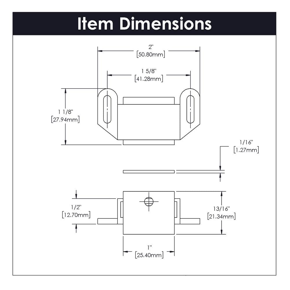 White Magnetic Cabinet Door Catch with Steel Plate