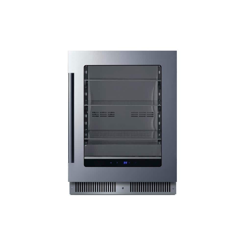 Stainless Steel 24-Inch Built-In Beverage Refrigerator with Glass Door