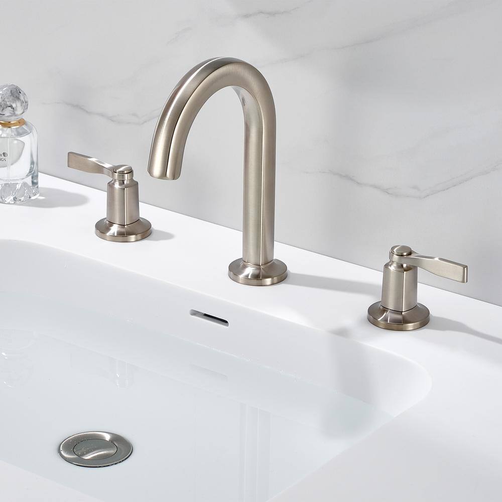 Larko Brushed Nickel 8 in. Widespread 2-Handle Bathroom Faucet