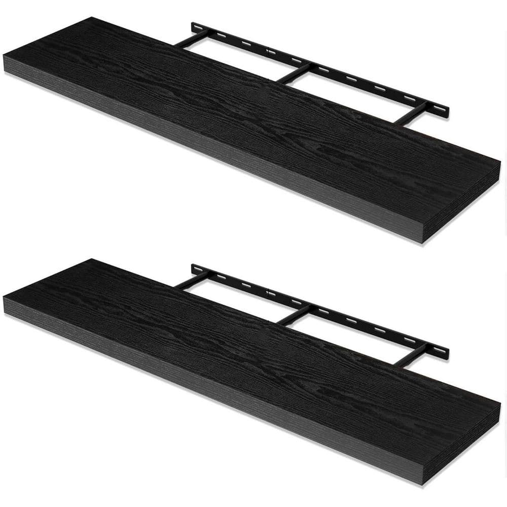 36 in. W x 12 in. D Rustic Black Floating Shelves Decorative Wall Shelf 2-P