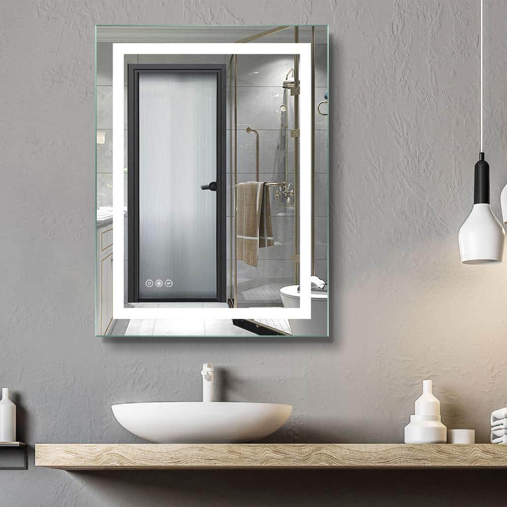 24 in. W x 36 in. H Rectangular Aluminum Frameless Wall Mounted Bathroom Va