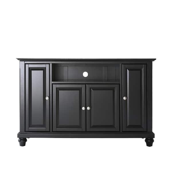 CROSLEY FURNITURE Cambridge 48 in. Black Wood TV Stand Fits TVs Up to 50 in. with Storage Doors
