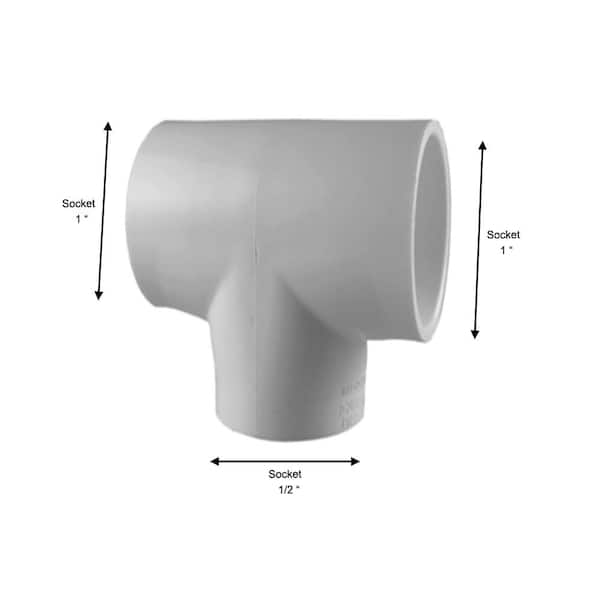 Pack of 6 1-Inch to 1/2-Inch PVC Reducing Tee Pipe Fitting 
