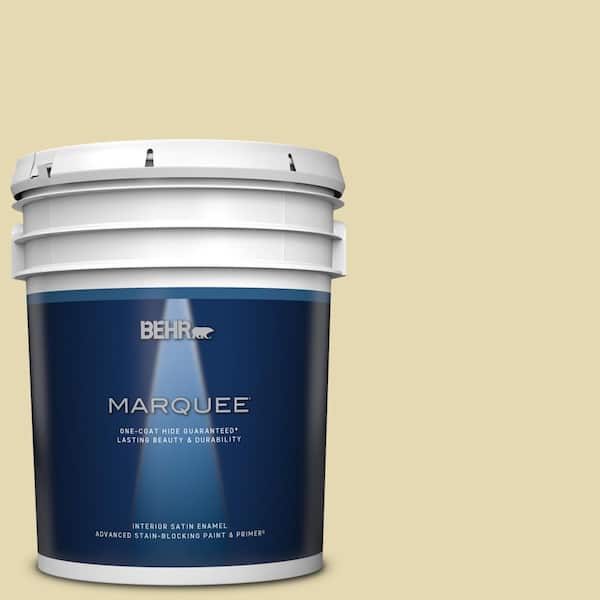 BEHR MARQUEE 5 gal. #MQ3-42 Honey Mist One-Coat Hide Satin Enamel Interior Paint & Primer