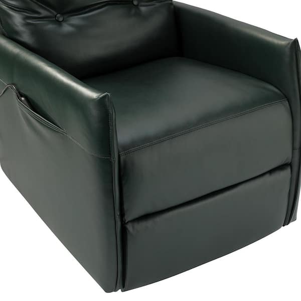 JAYDEN CREATION Joseph Black Genuine Leather Swivel Rocking Manual Recliner  with Straight Tufted Back Cushion and Curved Mood Arms RCCZ0827-BLK - The  Home Depot