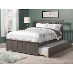 Mission Grey Queen Platform Bed with Matching Footboard and XL Long Trundle