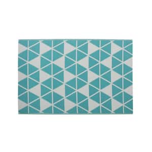 Nerissa Turquoise and White 4 ft. x 6 ft. Indoor/Outdoor Area Rug
