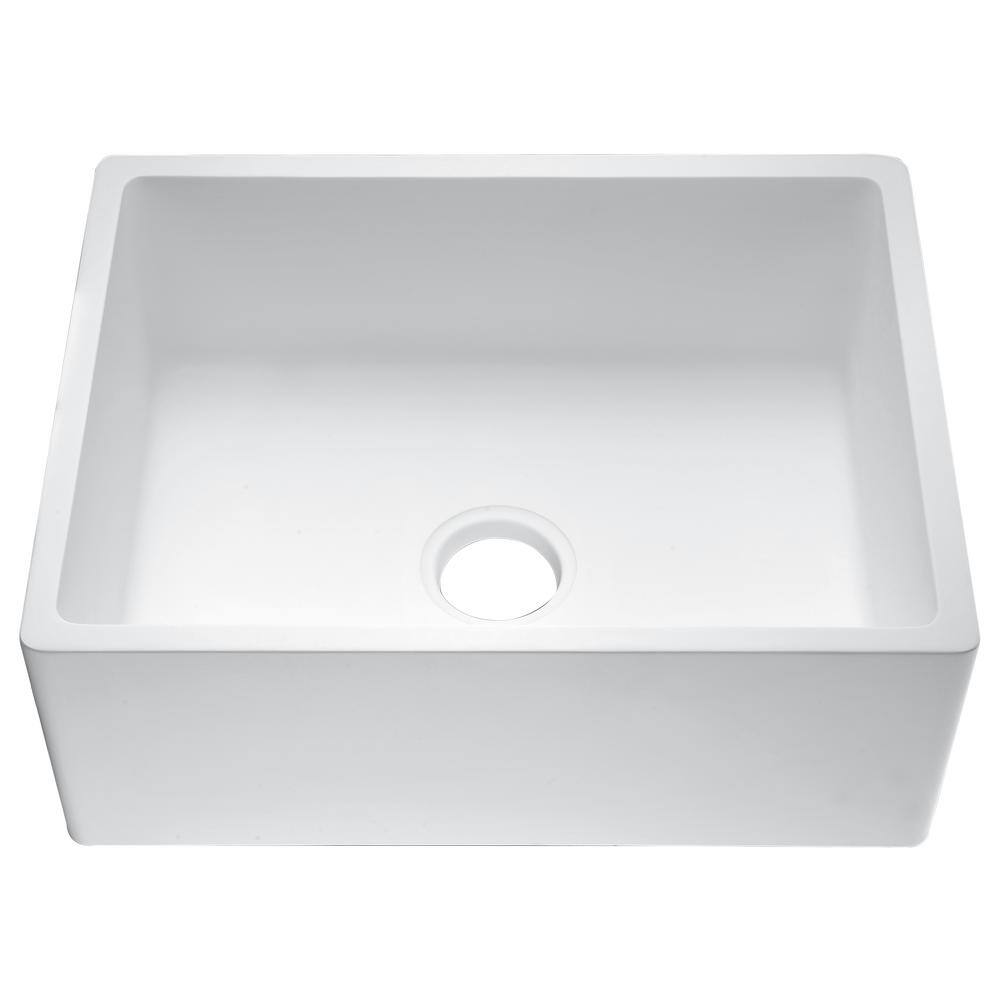 Matte White Stone Farmhouse Single Bowl Kitchen Sink