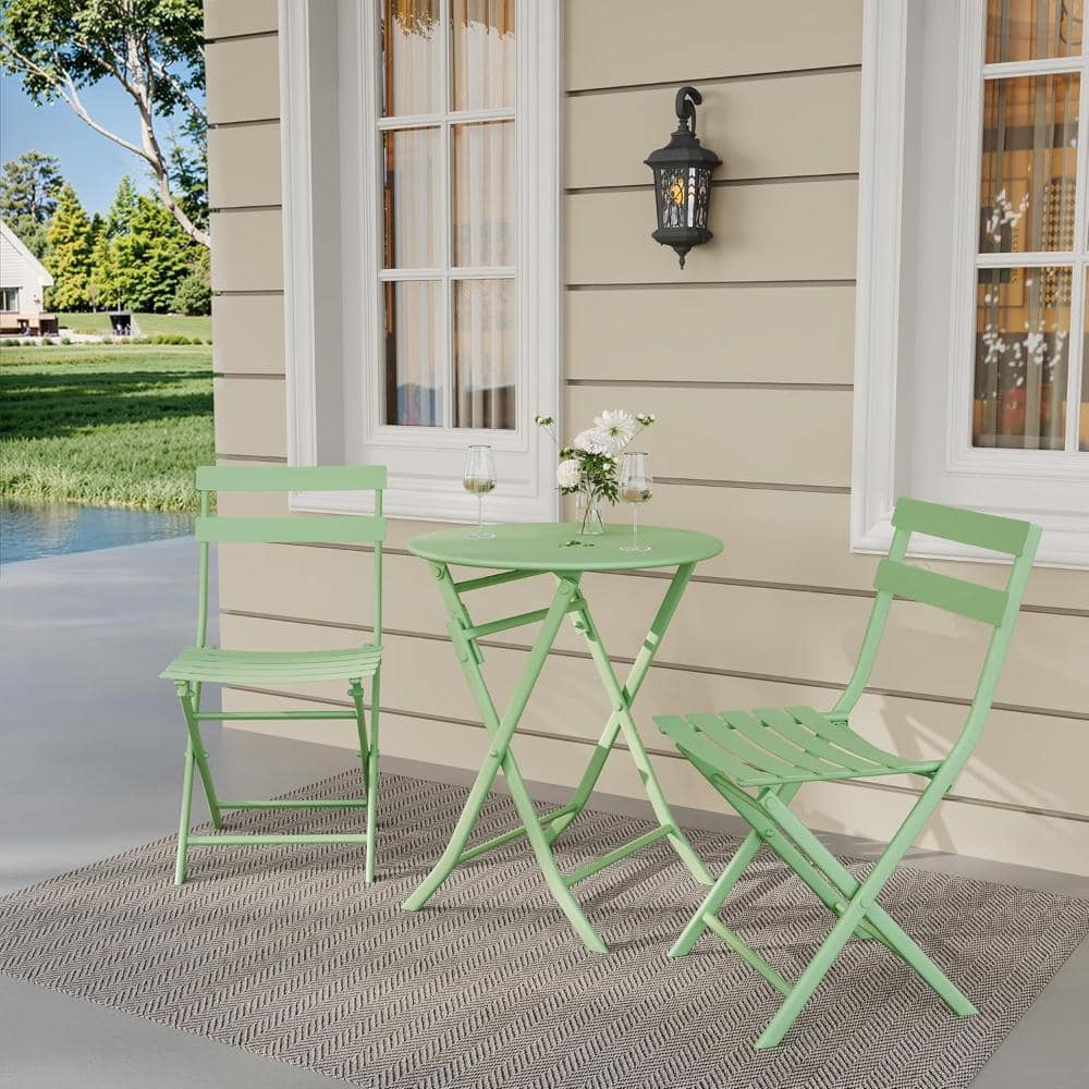 3 Piece Outdoor Premium Steel Frame Patio Bistro Set for Backyard Balcony Porch Garden price history on PriceWatchPro