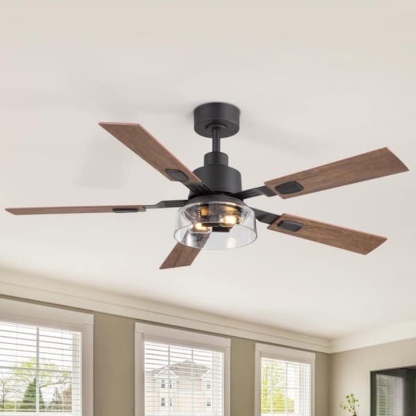 Craig 52 in. Indoor Black Ceiling Fan with Light Kit and Remote Control Included