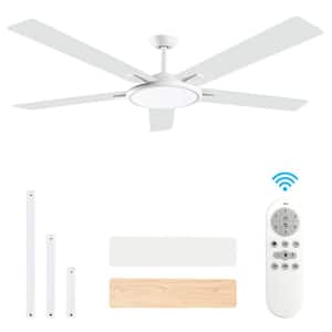 Modern 52 in. Indoor/Outdoor White Dimmable Ceiling Fan with 5 Dual Finish Blades and Remote