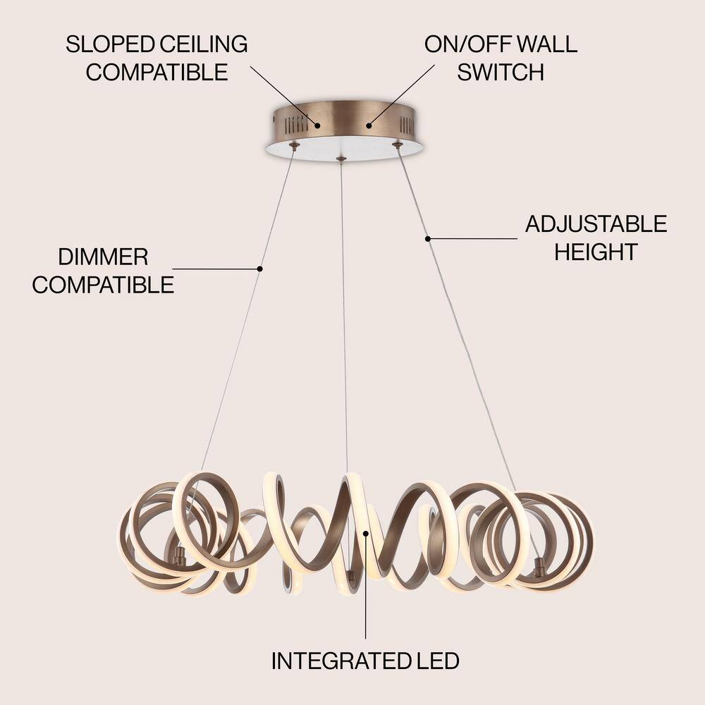 Cursive Bronze Adjustable Spiral LED Chandelier