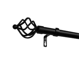 Torch Outdoor 84 in. - 160 in. Adjustable 1 in. Single Curtain Rod Kit in Matte Black with Finial