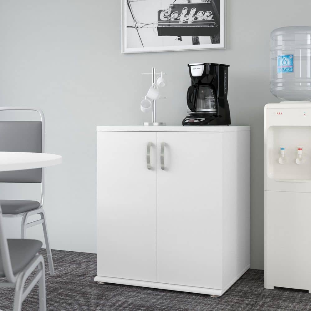 Universal White 33.98 in. Accent Storage Cabinet with Doors and Shelves