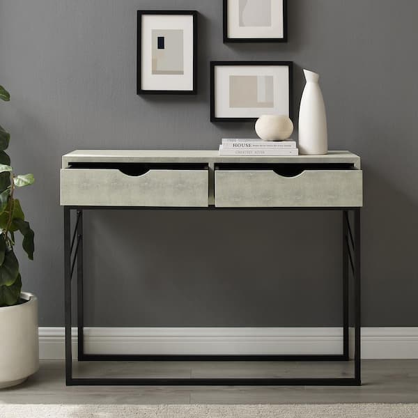 Metal Modern Glam 2 Drawer Console Table, Off White Small Console Table
