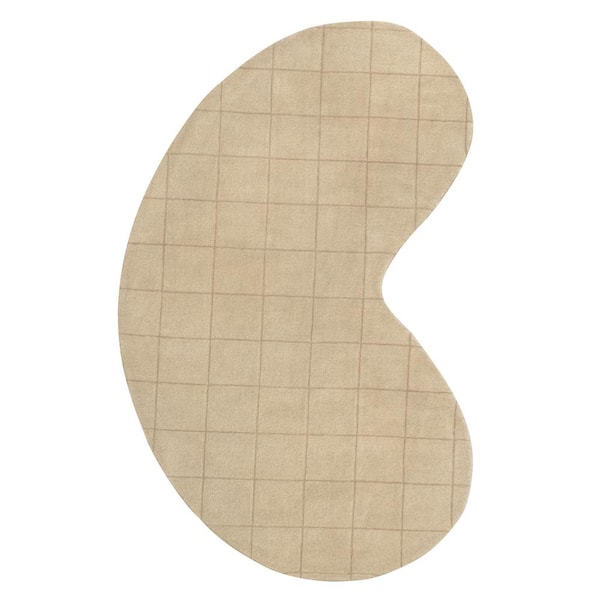 Bean Modern Plaid Grid Handwoven Wool Beige/Light Brown 5 ft. x 8 ft. Area Rug