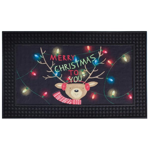 Home Accents Holiday LED Music Merry Christmas 18 in. x 30 in. Rubber