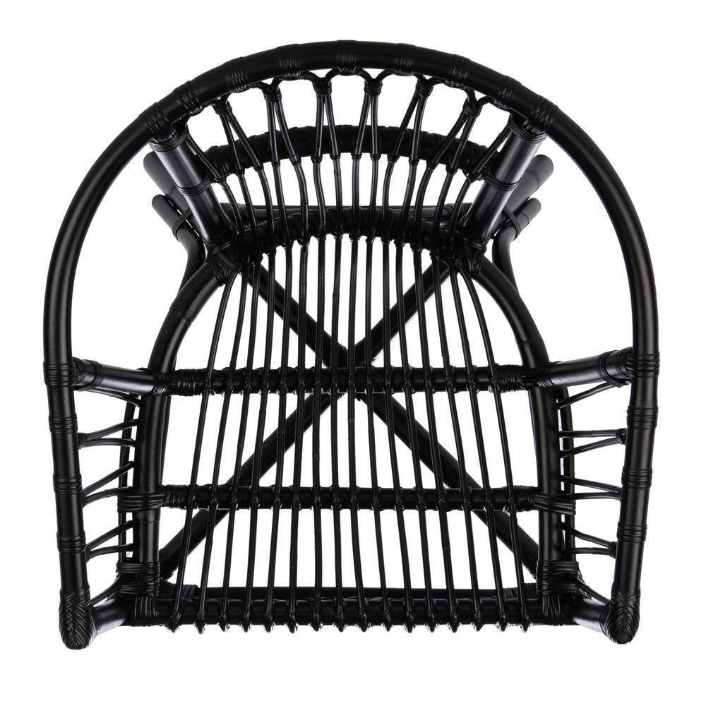 Sustainably Sourced Black Rattan Accent Chair Set