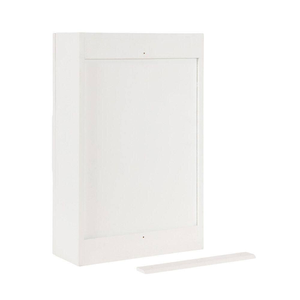 White and Natural Rattan Wall Cabinet with Three Shelves
