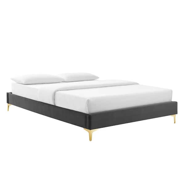 MODWAY Sutton Charcoal Gray Velvet Full Performance Platform Bed Frame