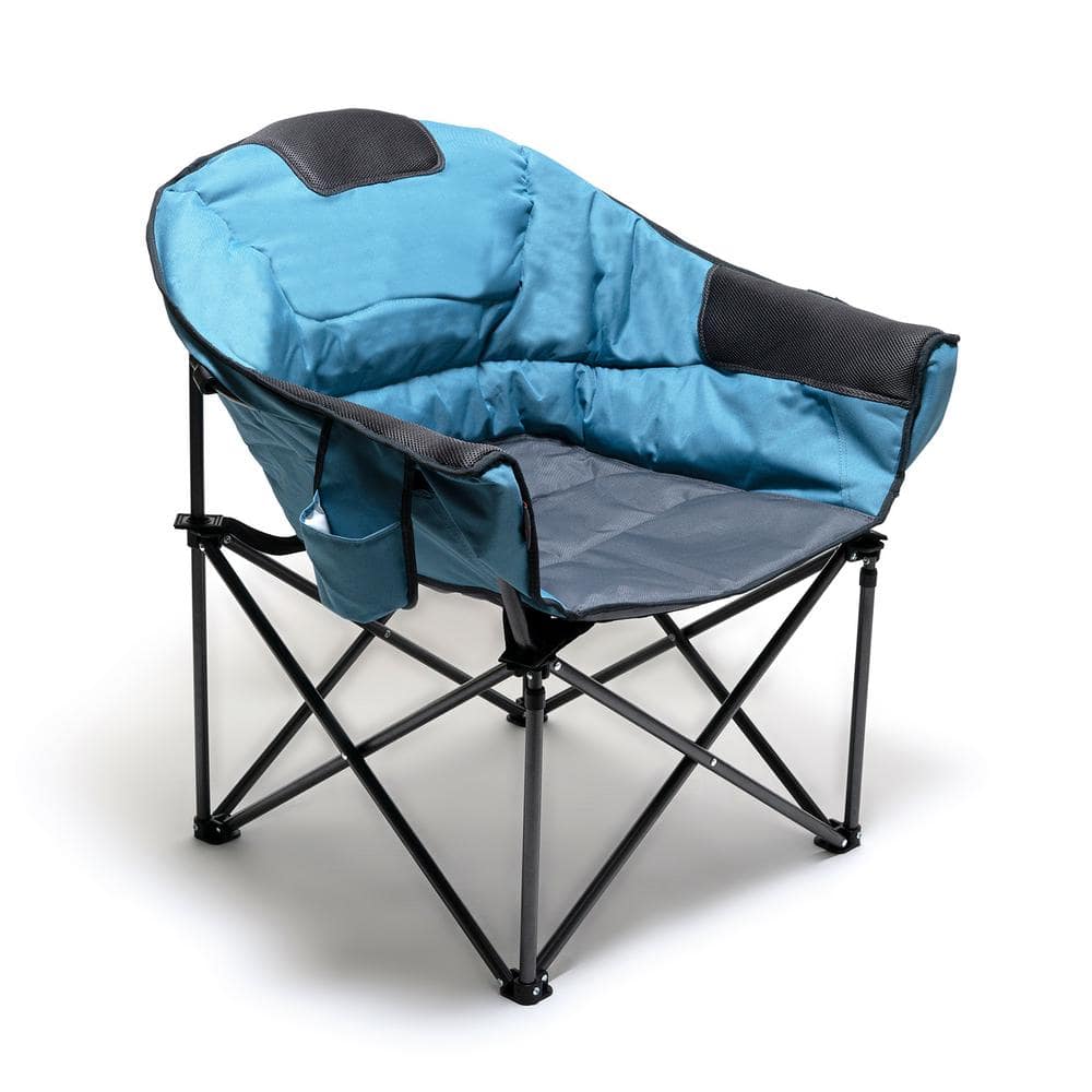 ALPHA + ALPHA CAMP Oversized Camping Chairs Padded Moon Round Chair Saucer  Recliner Supports 400 lbs with Folding Cup Holder and Carry Bag