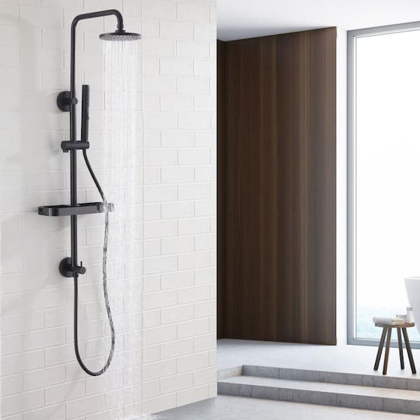 Unbranded Single Handle 2-Spray Shower Faucet 1.8 GPM with Pressure Balance and High Pressure Handheld Shower in Matte Black