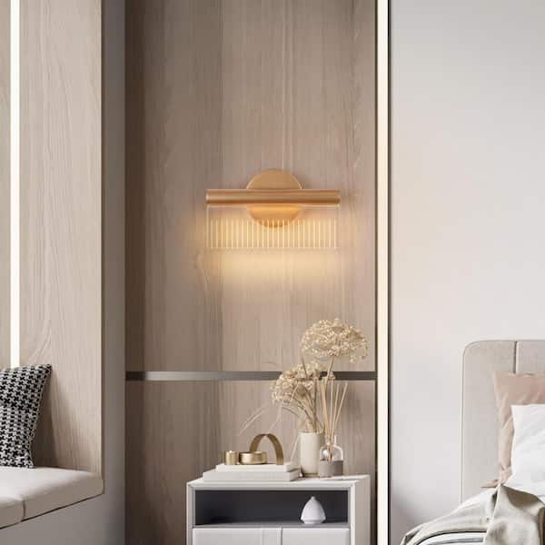 1-Light Gold Wall Sconces with Acrylic Shade, 8W Integrated LED Vanity Lights, Modern Vanity Mirror Light for Bedroom