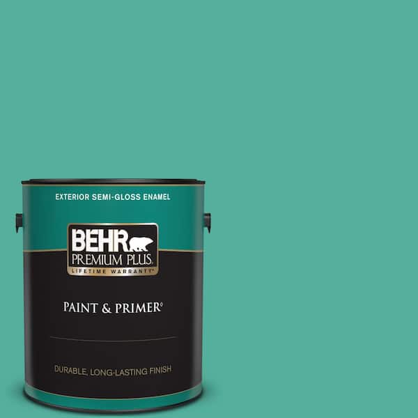 BEHR PREMIUM PLUS 1 gal. #P440-5 Water Park Semi-Gloss Enamel Exterior Paint & Primer