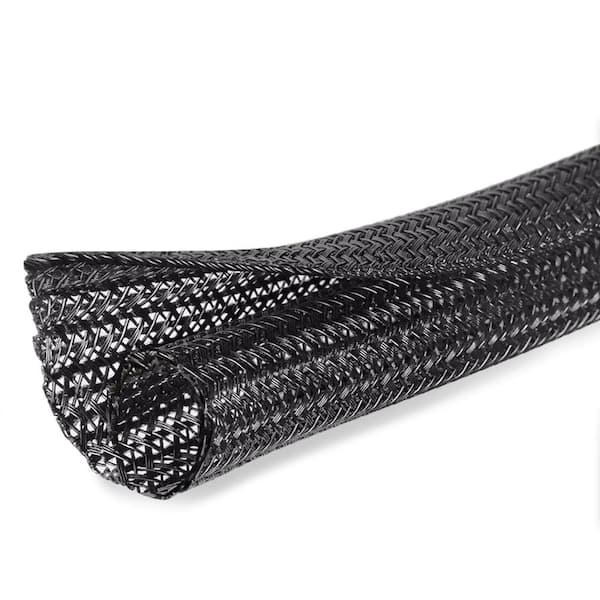 25 ft x 3/4 in Split Wire Loom Tubing Cable Sleeve Cord Protector for TV Computer Power USB Audio Cables Black